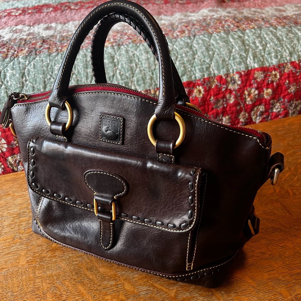 Dooney & Bourke FLORENTINE LEATHER SATCHEL DARK BROWN